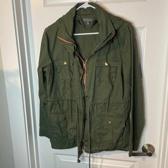 Market & Spruce Olive Utility Jacket With Removable Hoodie - Picture 1 of 7